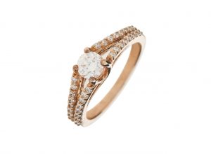9ct Rose Gold 0.98ct Diamond Ring &#038; Diamond Shoulders