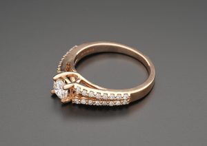 9ct Rose Gold 0.98ct Diamond Ring &#038; Diamond Shoulders
