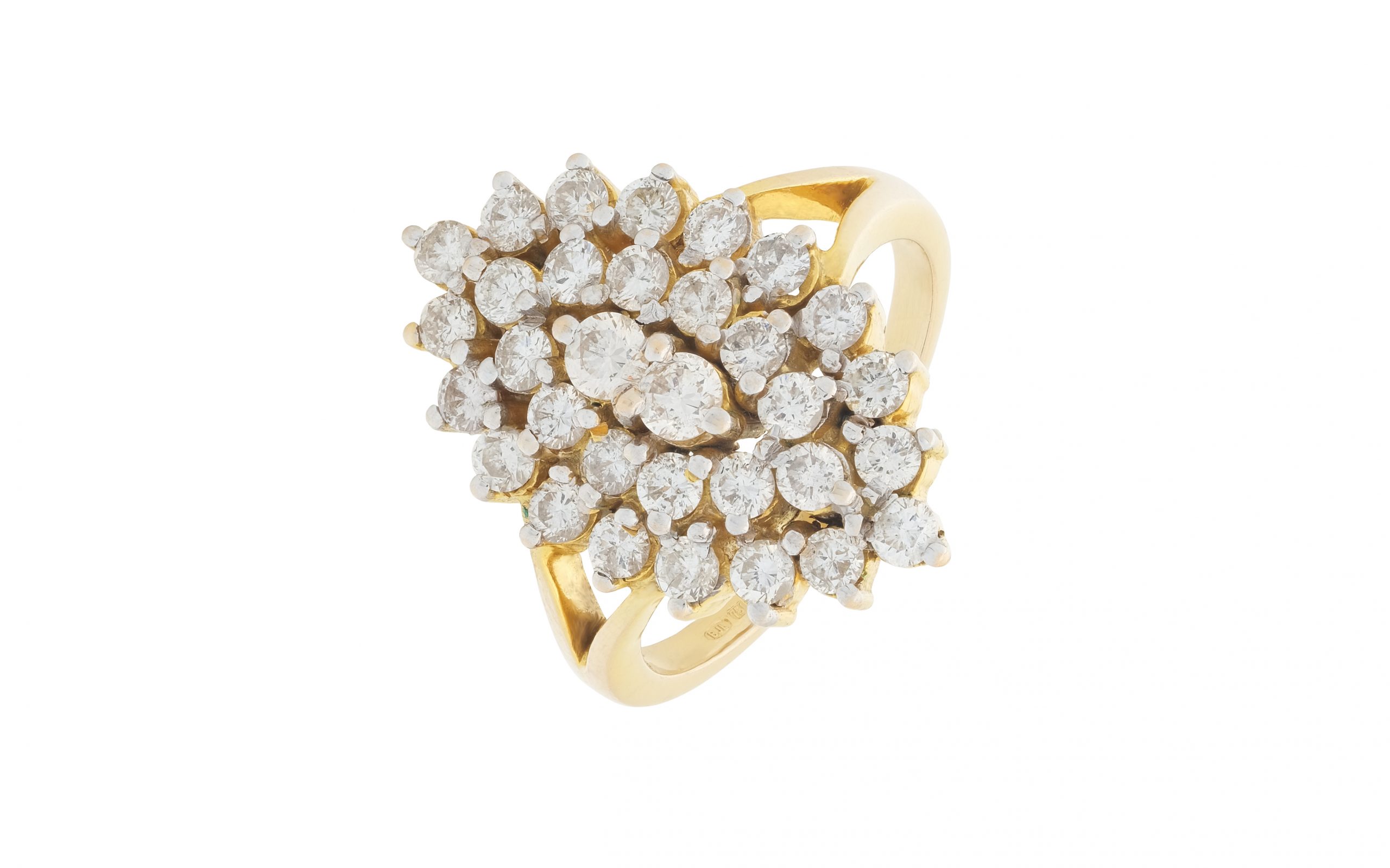18ct Yellow Gold 1.54ct Diamond Cluster Ring