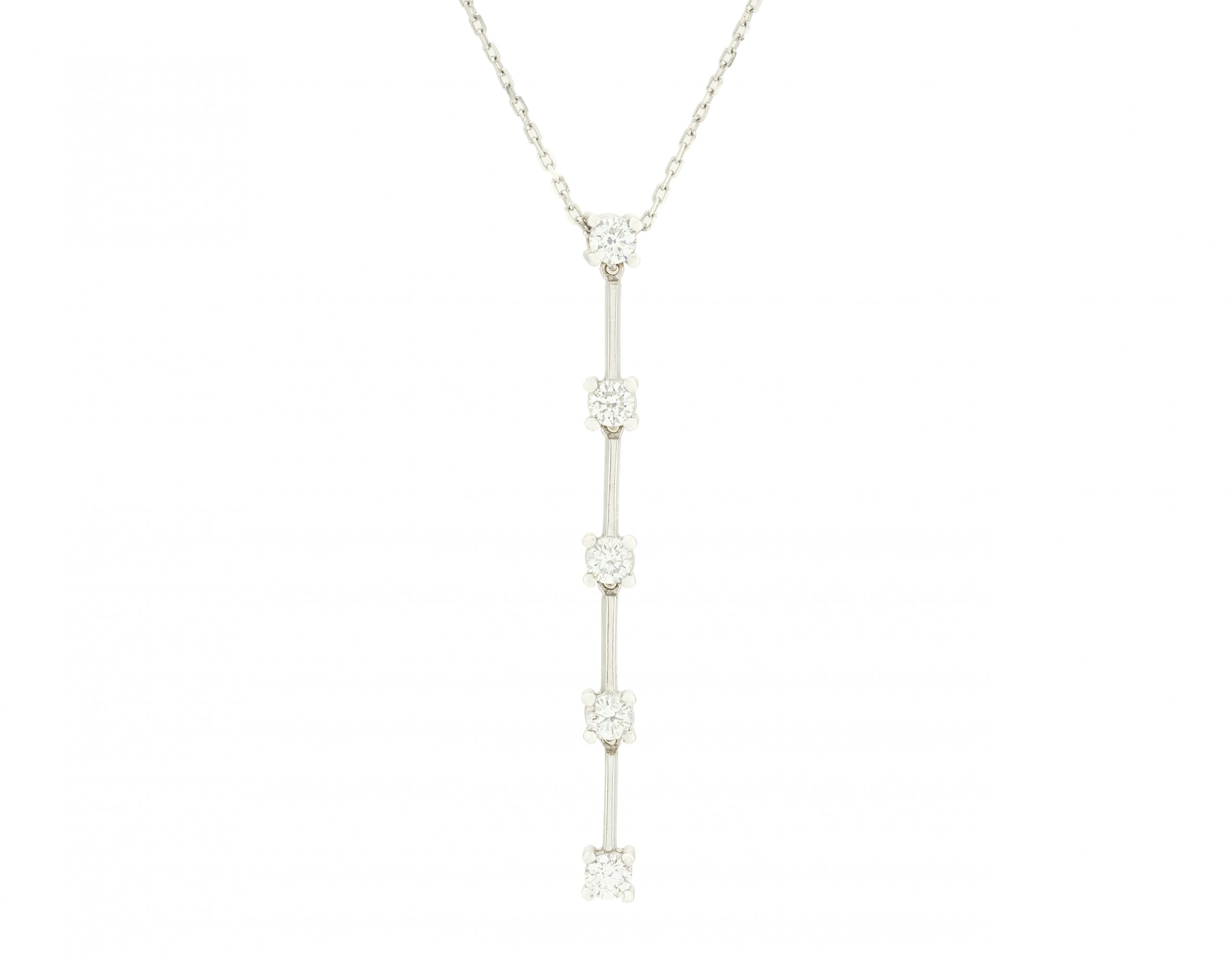 18ct 0.65ct five stone Diamond drop pendant & 18ct Chain