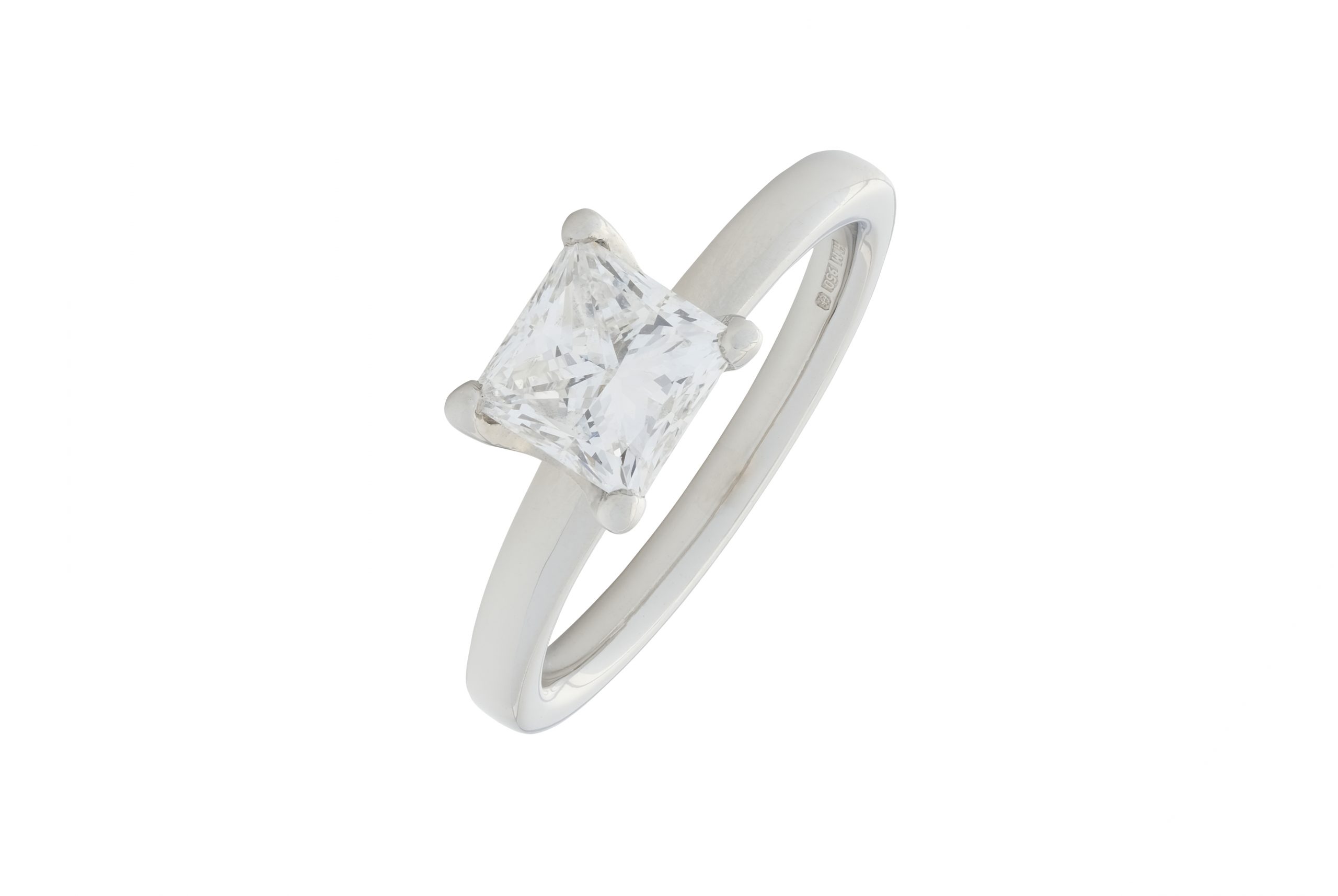 Platinum 1.02ct Princess Cut Diamond Solitaire Ring