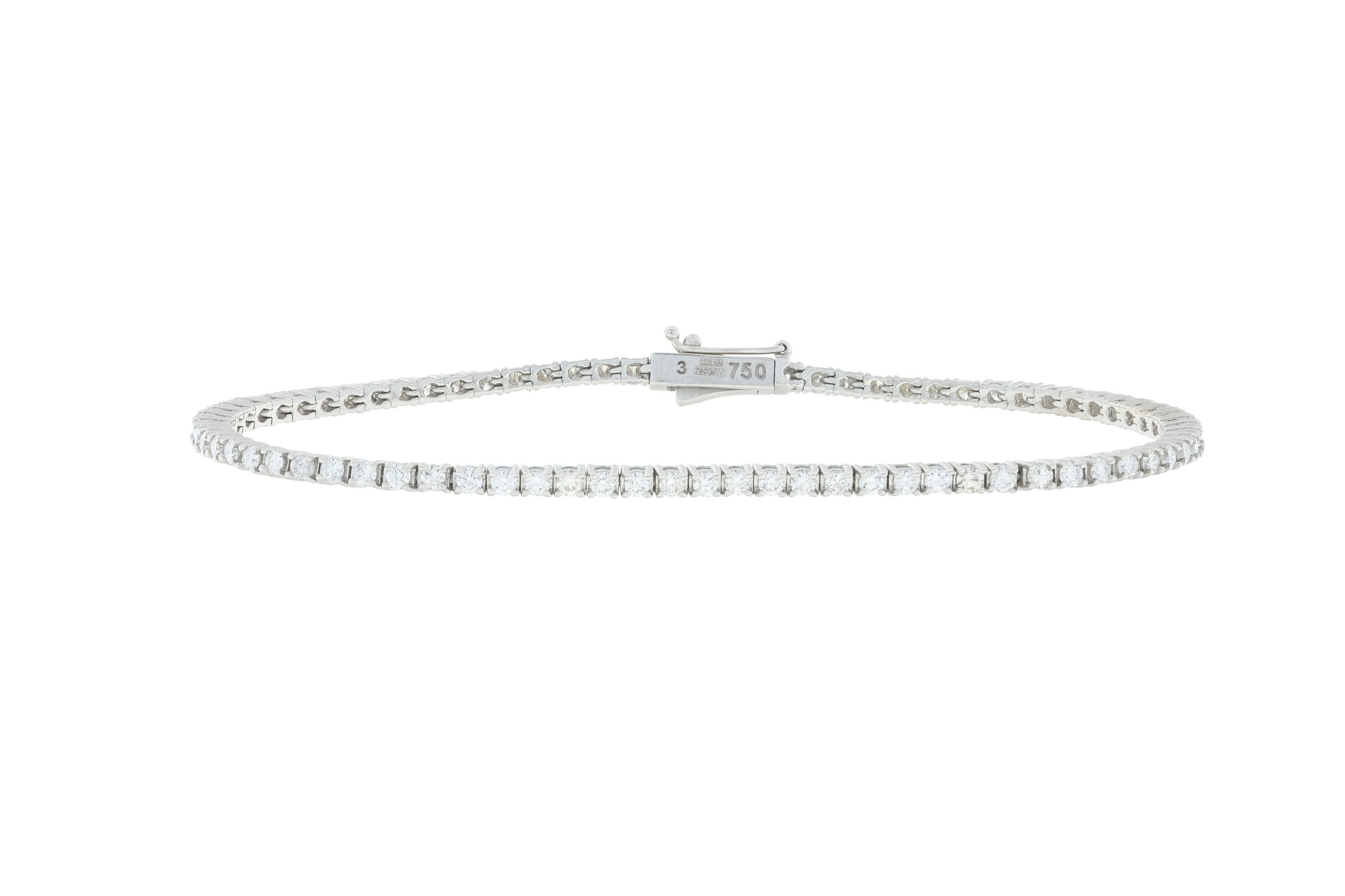 18ct White Gold 2.34ct Round Diamond Tennis Bracelet