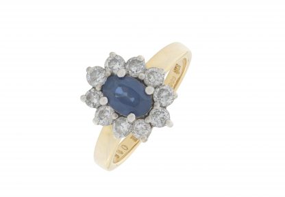 18ct Yellow Gold Sapphire & Diamond Cluster Ring