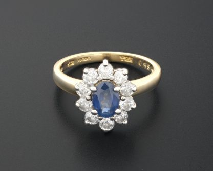 18ct Yellow Gold Sapphire & Diamond Cluster Ring