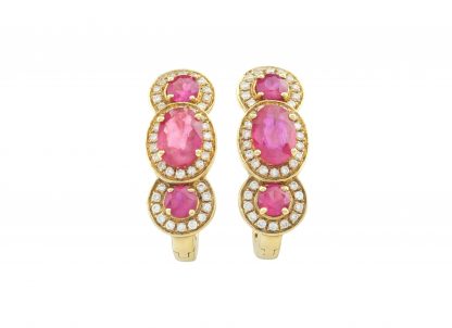 18ct Yellow Gold Ruby & Diamond Drop Earrings