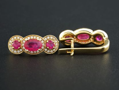 18ct Yellow Gold Ruby & Diamond Drop Earrings