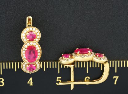 18ct Yellow Gold Ruby & Diamond Drop Earrings