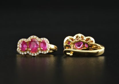 18ct Yellow Gold Ruby & Diamond Drop Earrings