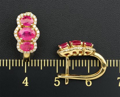 18ct Yellow Gold Ruby & Diamond Drop Earrings