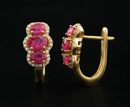 18ct Yellow Gold Ruby & Diamond Drop Earrings