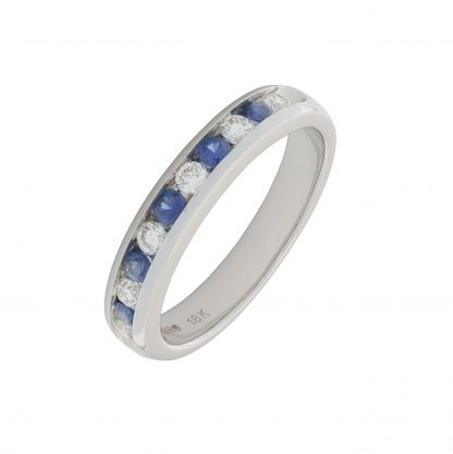 18ct White Gold Diamond & Sapphire Eternity Ring