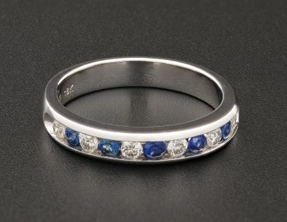 18ct White Gold Diamond & Sapphire Eternity Ring