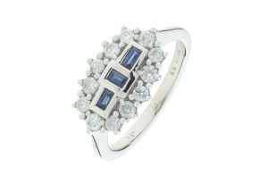 18ct White Gold Sapphire &#038; Diamond Ring