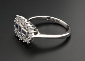 18ct White Gold Sapphire &#038; Diamond Ring