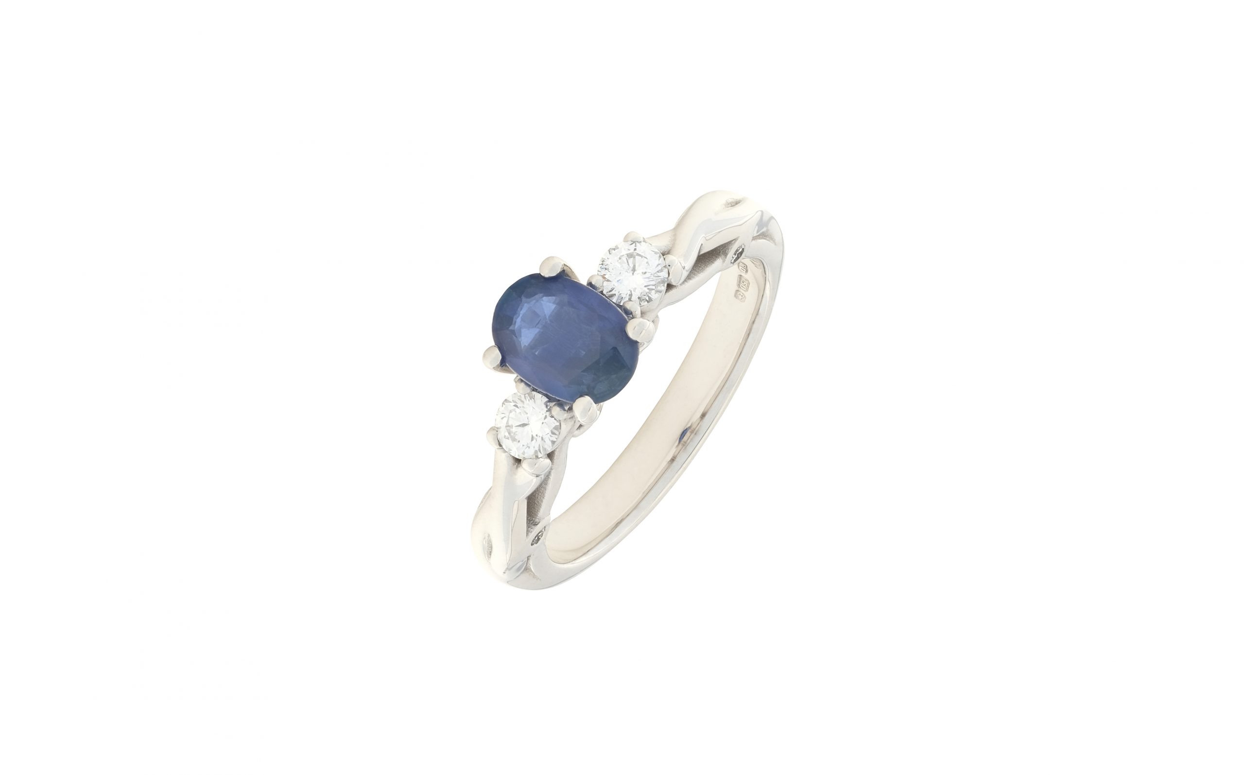 18ct White Gold Sapphire & Diamond Three Stone Ring
