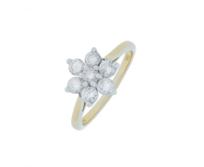 18ct Yellow Gold 1.00ct Diamond Cluster Ring