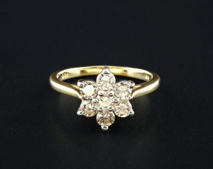 18ct Yellow Gold 1.00ct Diamond Cluster Ring