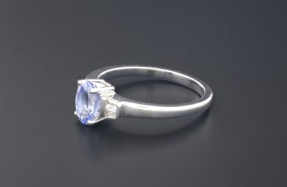 18ct white gold oval Tanzanite And Diamond Ring