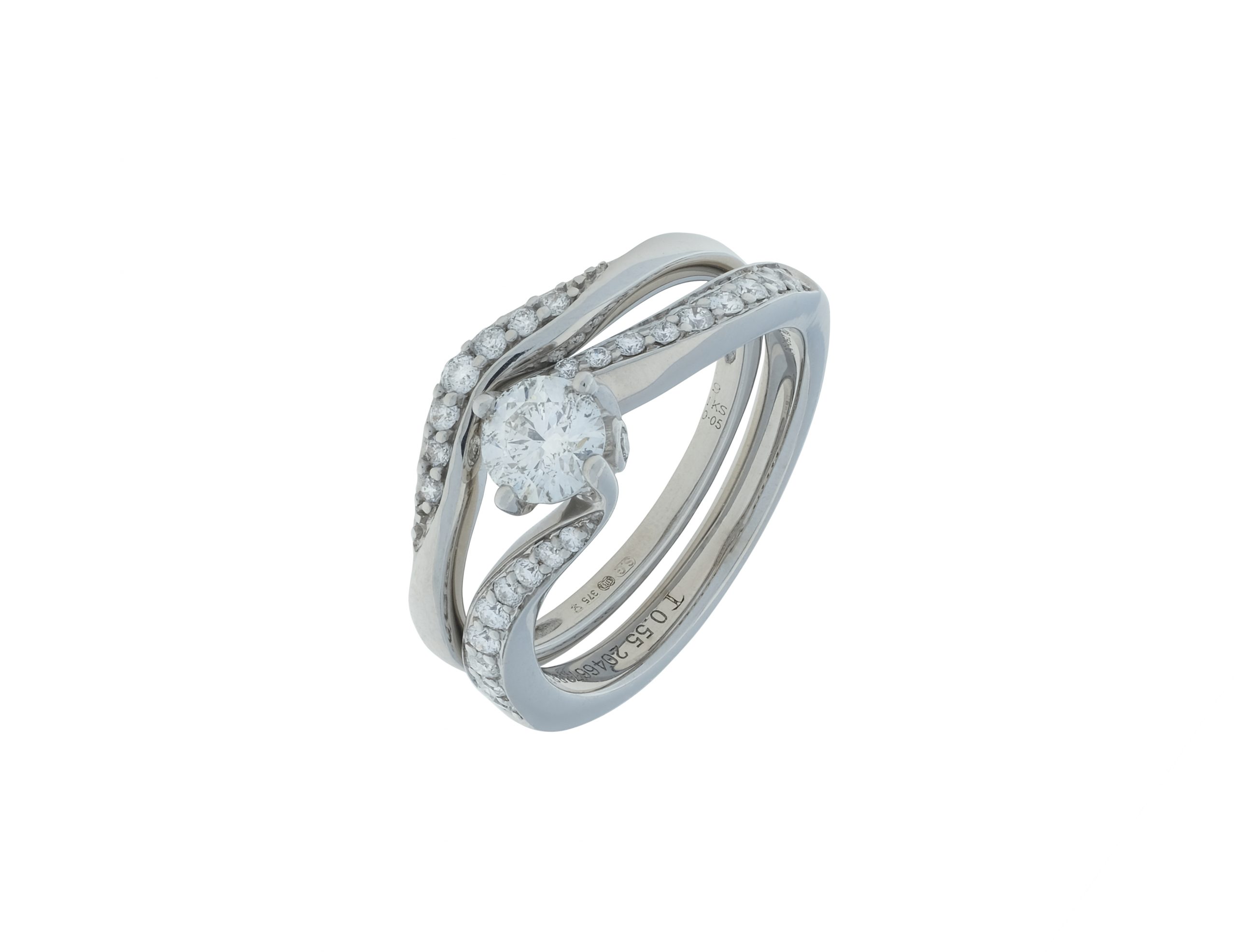 18ct & 9ct White Gold 0.60ct Round Diamond Bridal Set