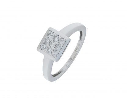 18ct White Gold 0.25ct Diamond Square Cluster Ring