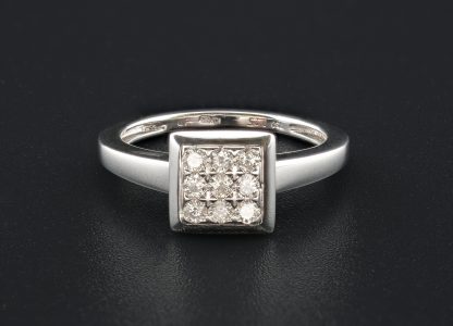 18ct White Gold 0.25ct Diamond Square Cluster Ring