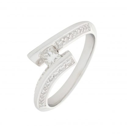 18ct White Gold 0.20ct Diamond Crossover Ring