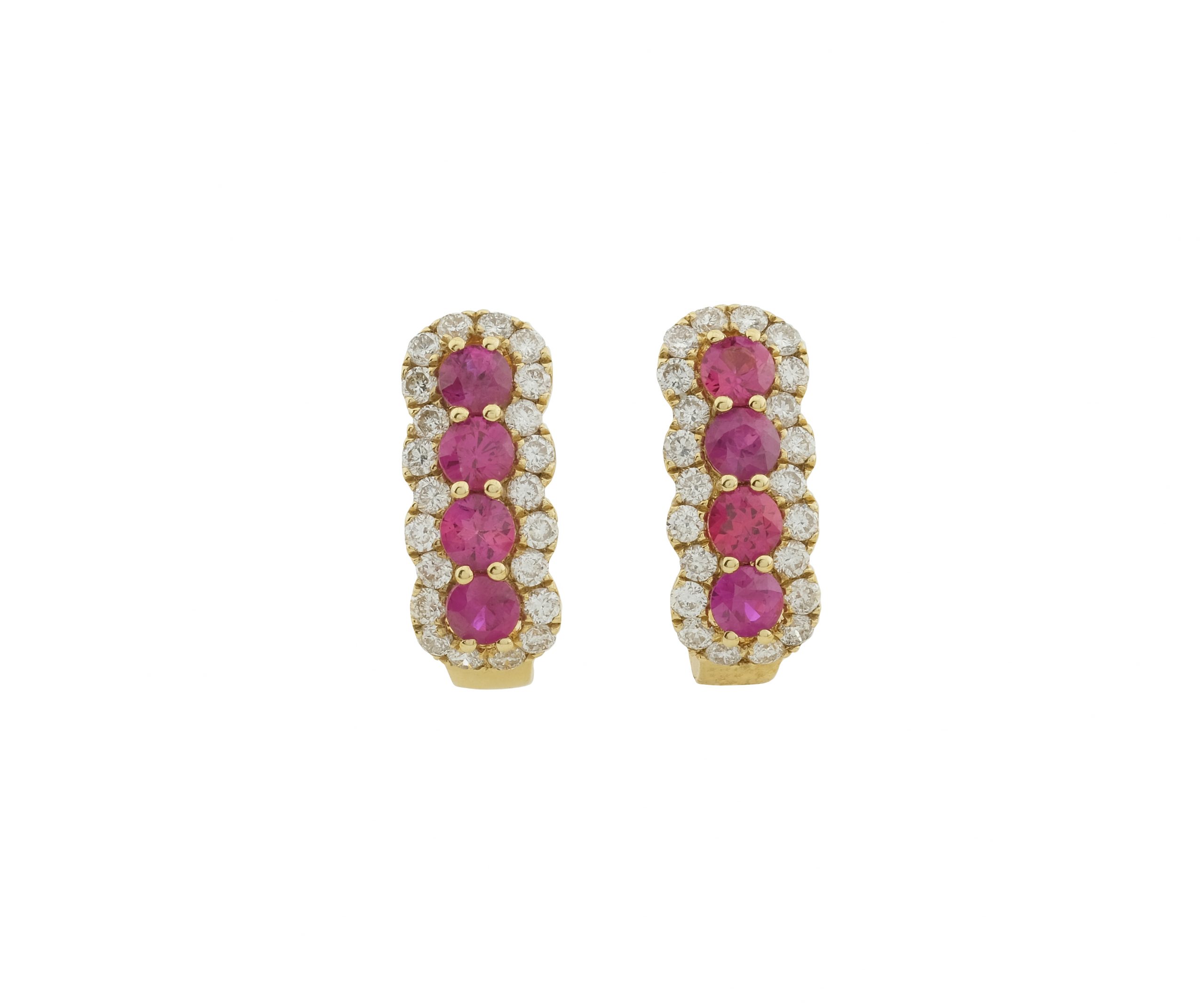 18ct Yellow gold ruby & diamond drop earrings