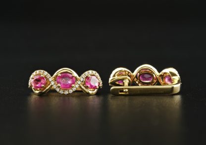 18ct Yellow gold ruby & diamond drop earrings