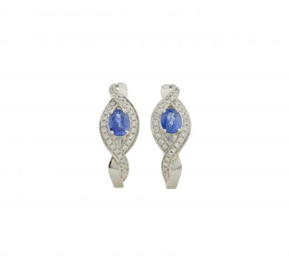 18ct White gold sapphire & diamond drop earrings