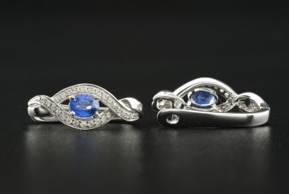 18ct White gold sapphire & diamond drop earrings