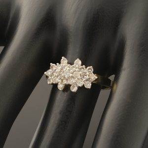 18ct Yellow gold 0.40ct diamond boat cluster ring