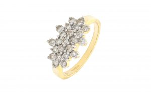 18ct Yellow gold 0.40ct diamond boat cluster ring