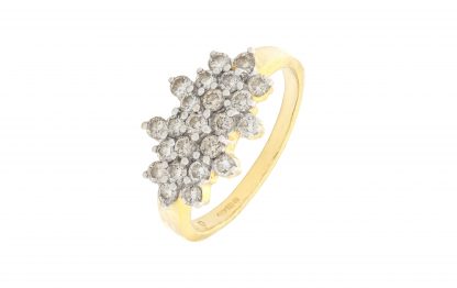 18ct Yellow gold 0.40ct diamond boat cluster ring