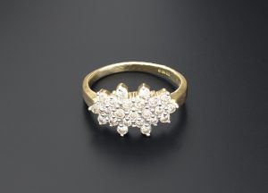 18ct Yellow gold 0.40ct diamond boat cluster ring