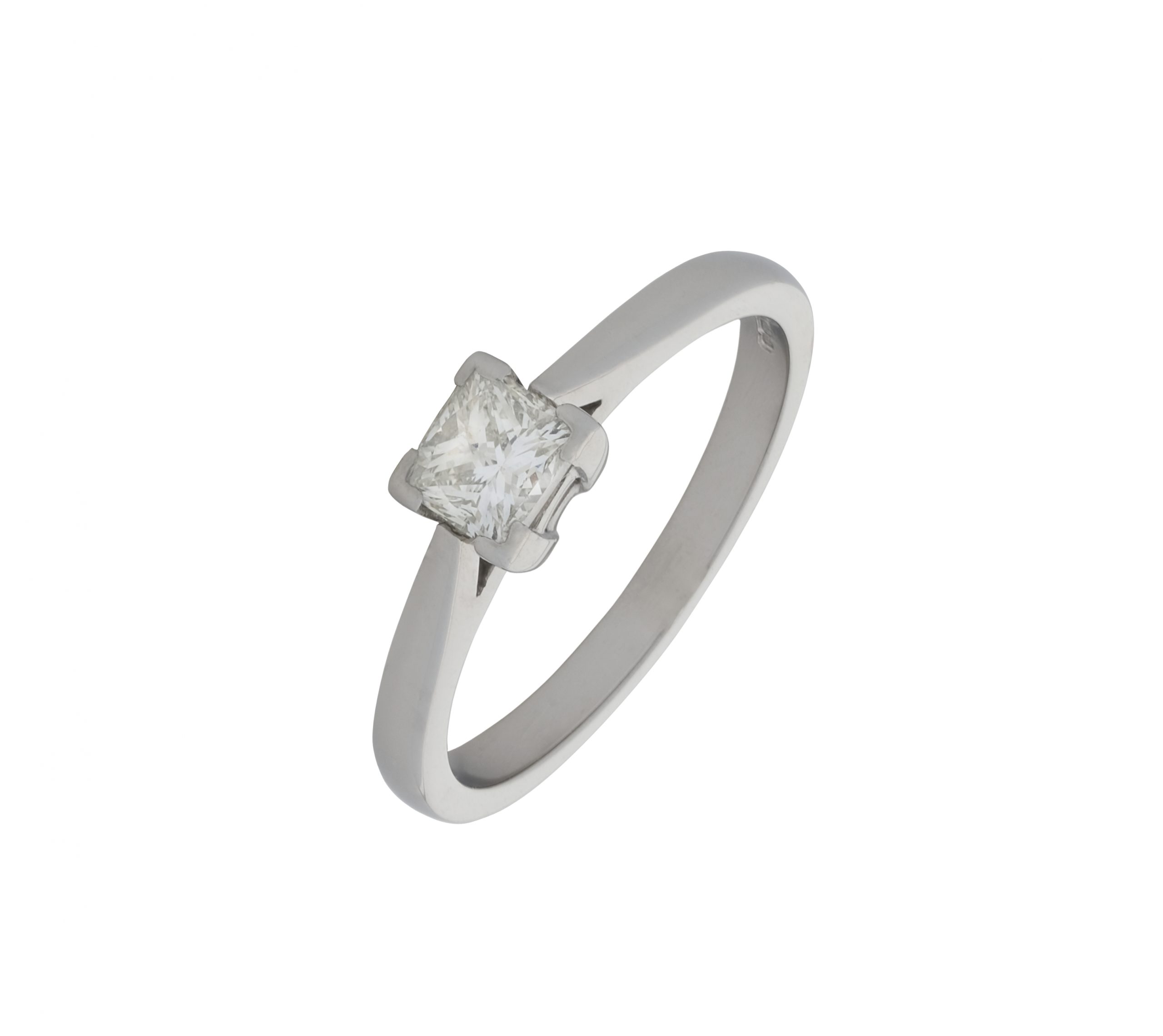 18ct White Gold 0.57ct Princess Cut Diamond Solitaire Ring