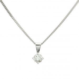 18ct Single Stone Diamond Pendant &#038; 9ct Chain