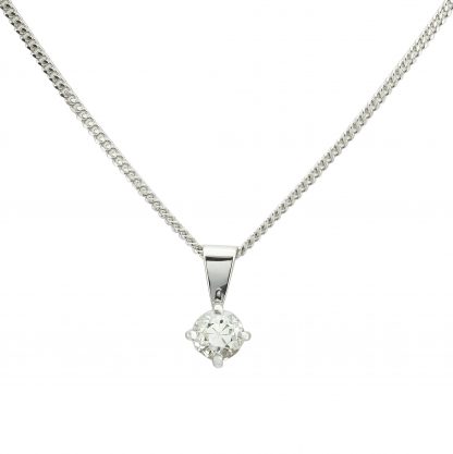 18ct Single Stone Diamond Pendant & 9ct Chain