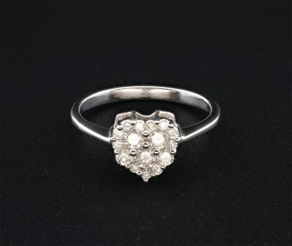 18ct White Gold 0.35ct Diamond Heart Cluster Ring