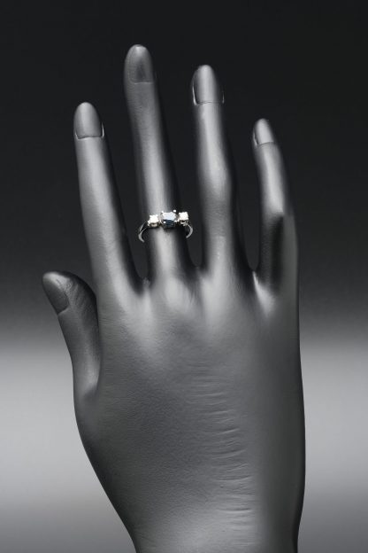 18ct White Gold Sapphire & Diamond Three Stone Ring