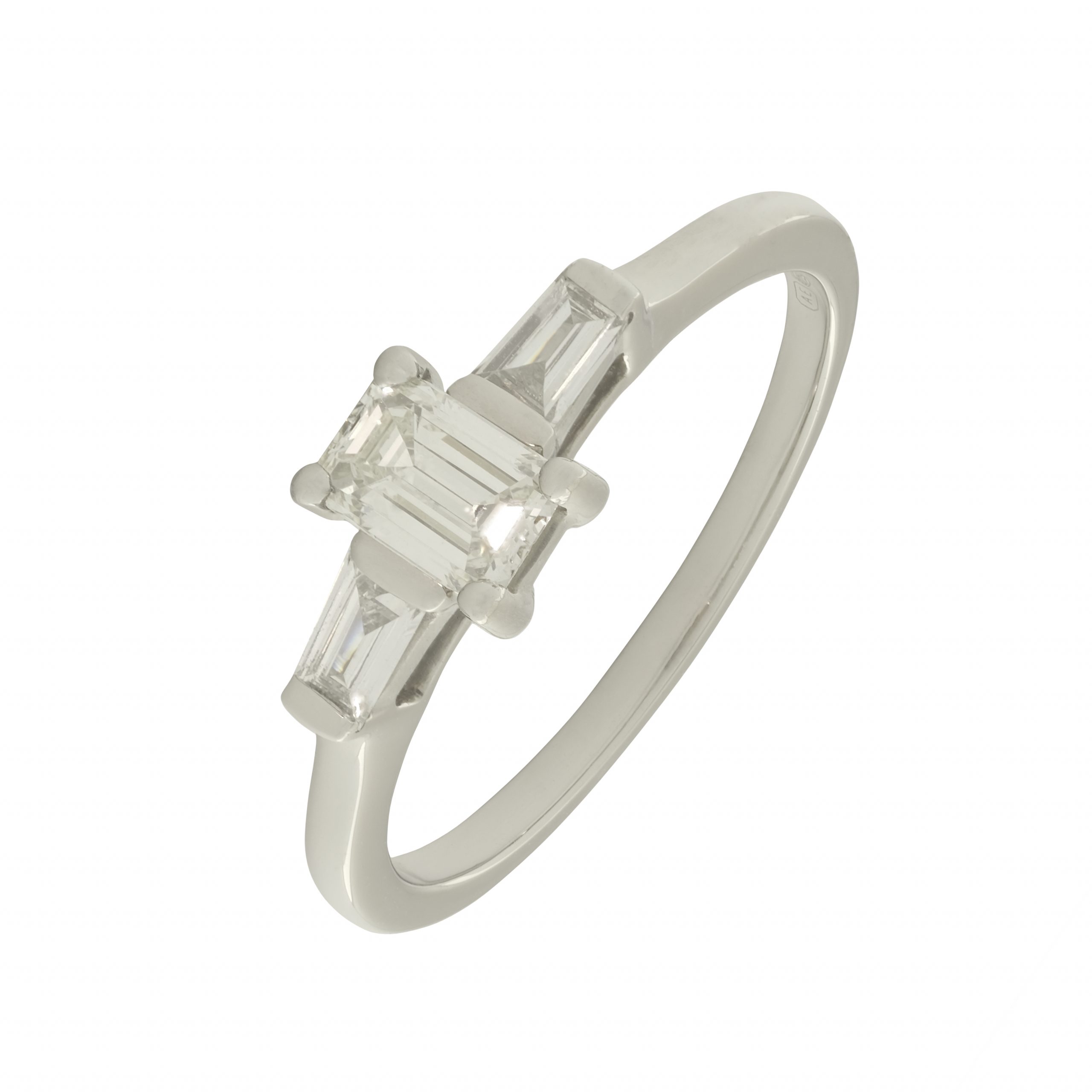 Palladium 0.75ct Three Stone Diamond Ring