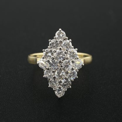 18ct Yellow Gold 1.20ct Diamond Cluster Ring - Image 2