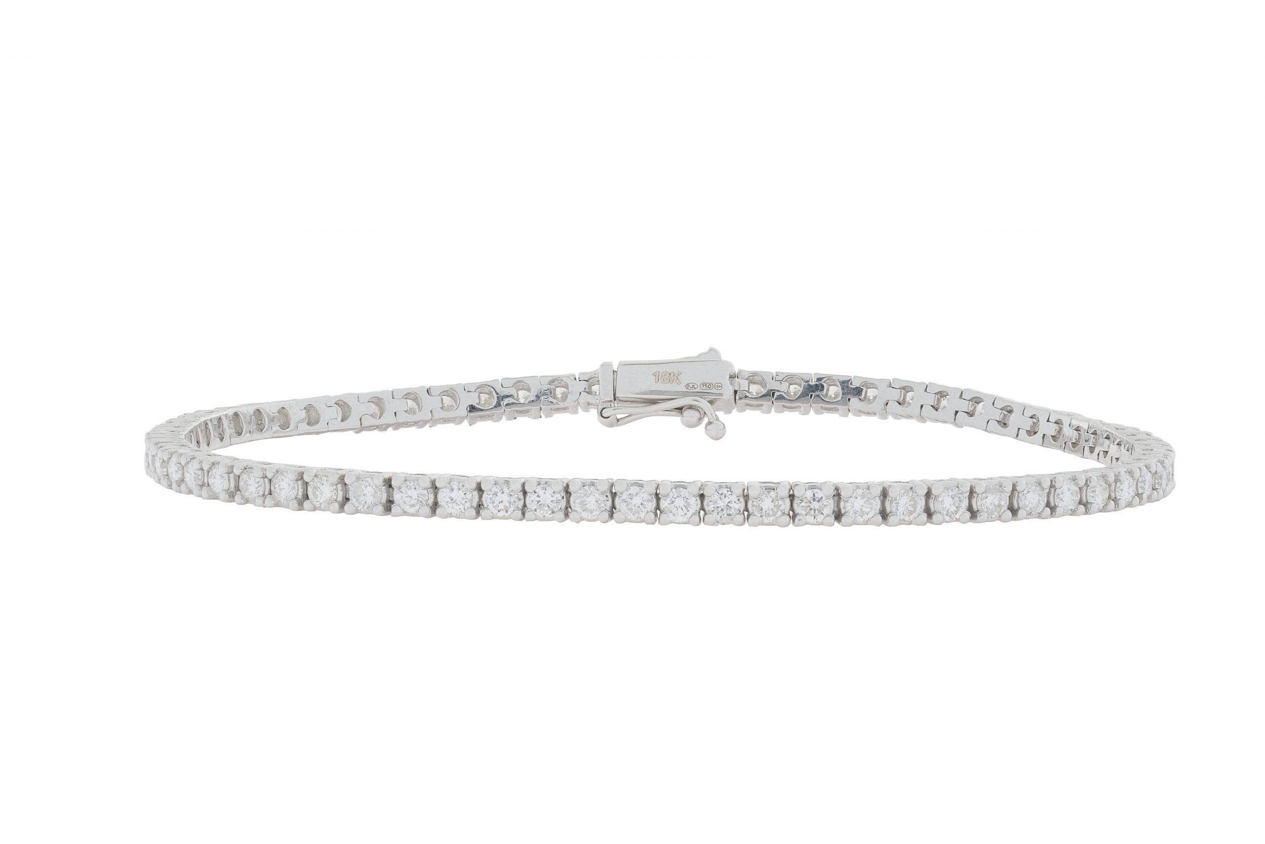18ct White Gold 3.06ct Round Diamond Tennis Bracelet