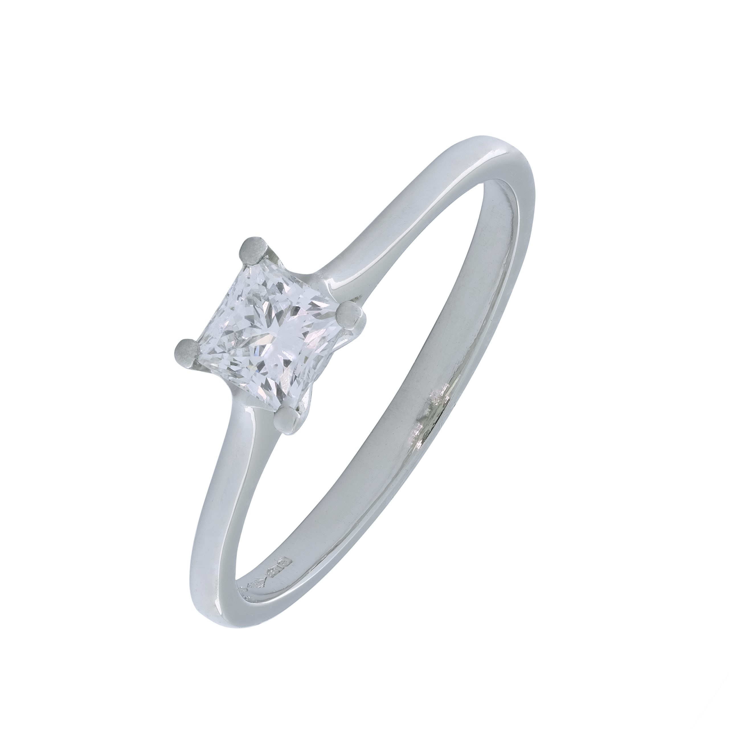 Platinum 0.47ct Princess Cut Solitaire Diamond Ring - N