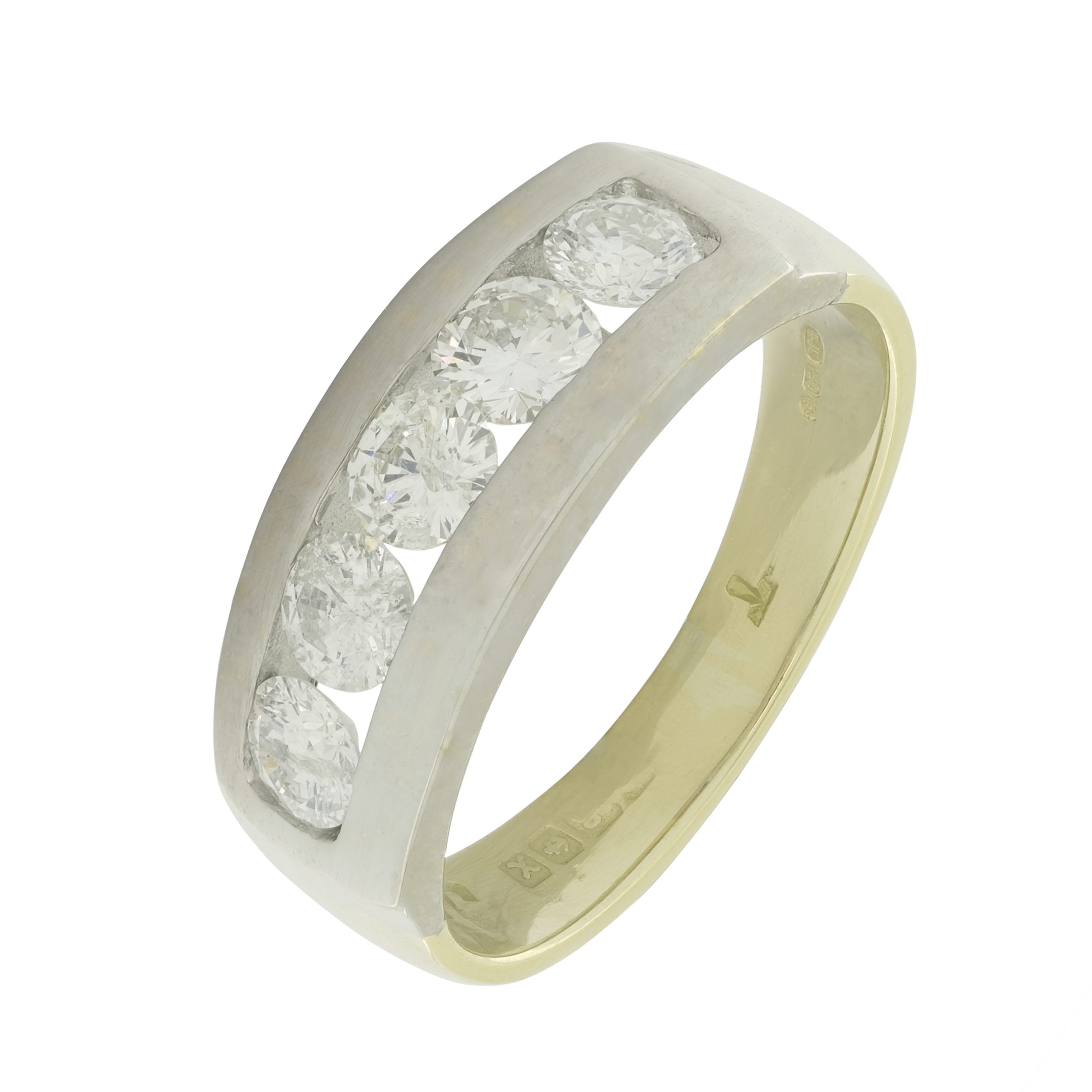 18ct Yellow & White Gold 1.00ct Five Stone Round Diamond Ring