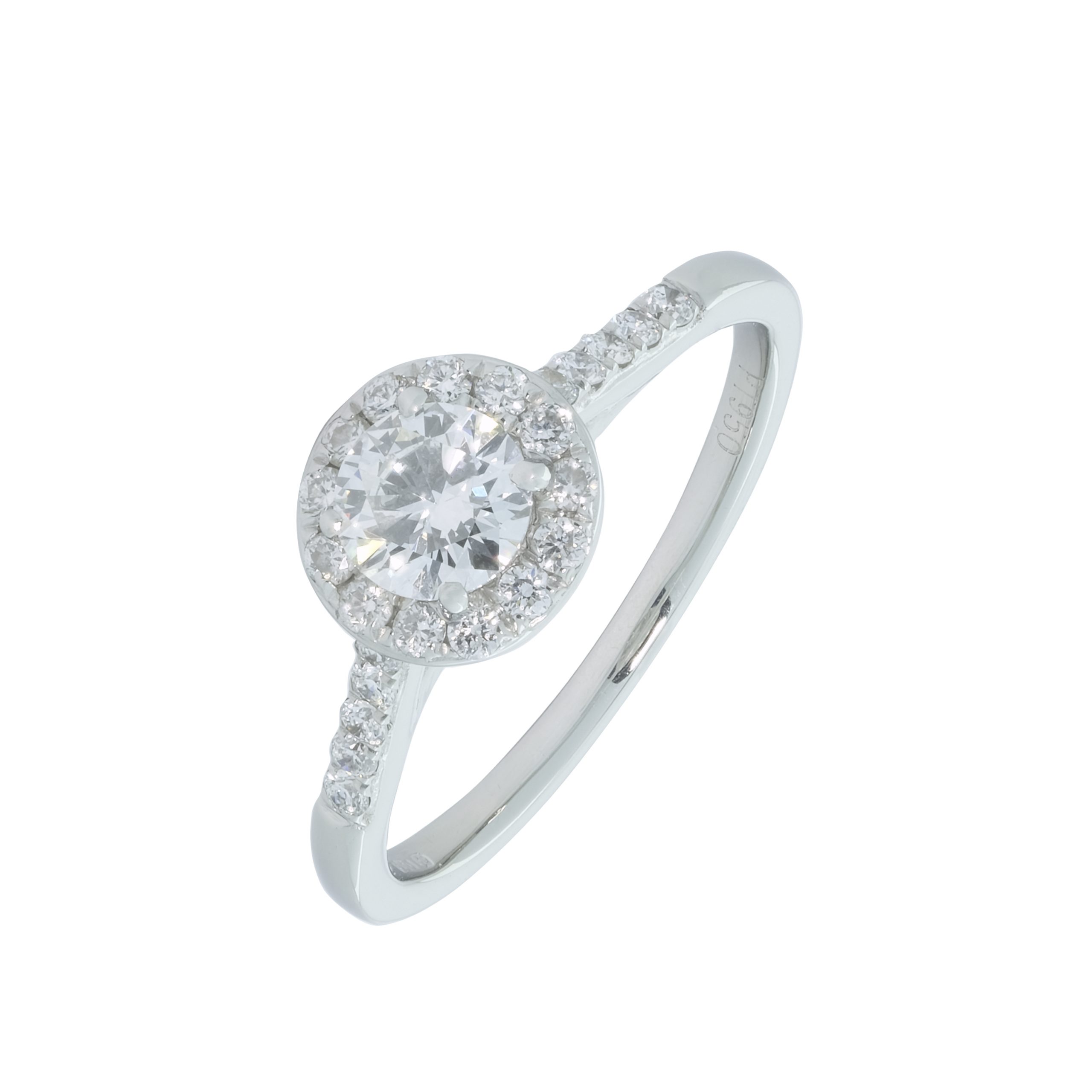 Platinum 0.54ct Round Diamond Halo Ring