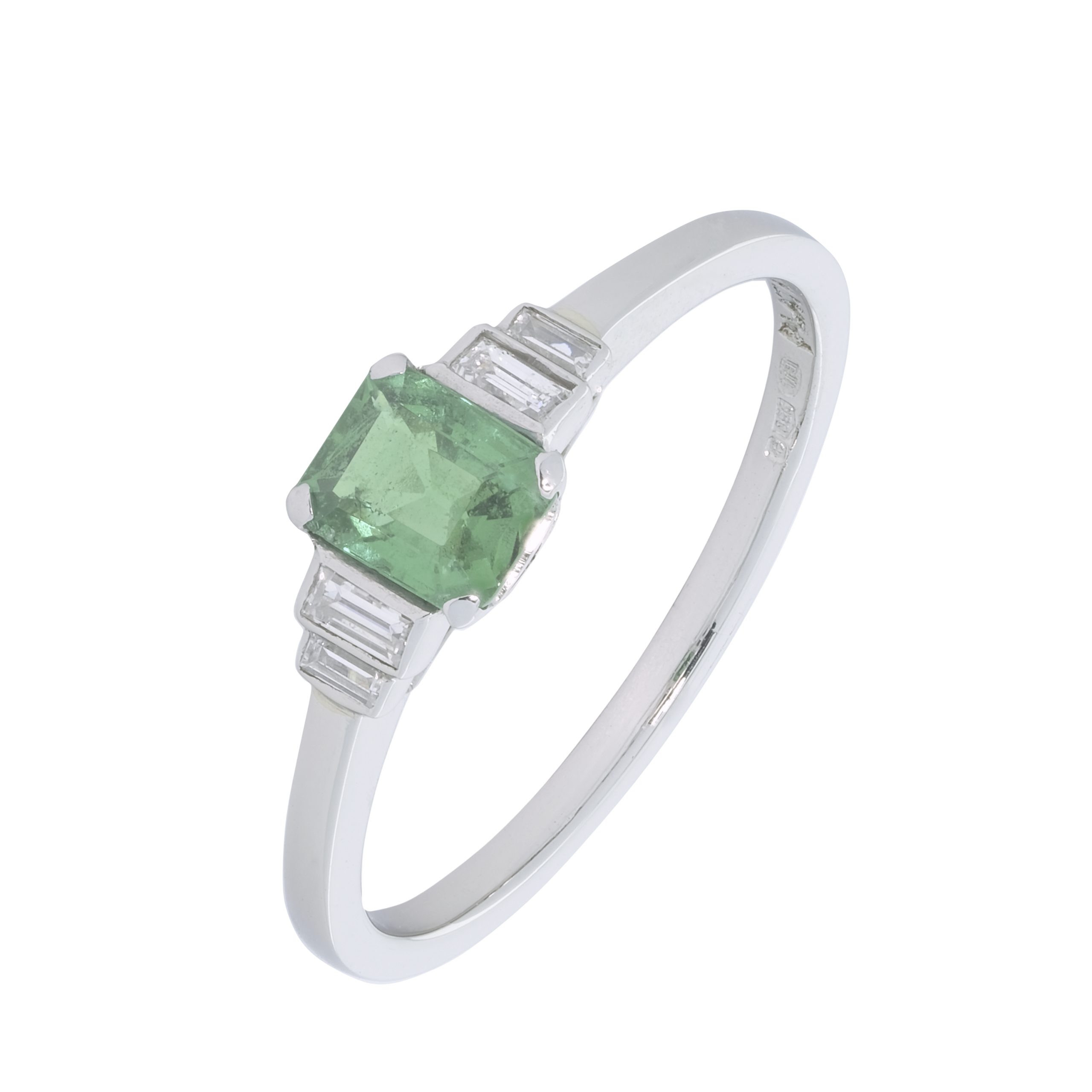 Platinum Emerald & Diamond Ring - M