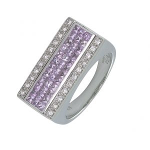 18ct White Gold Pink Sapphire And Diamond Ring