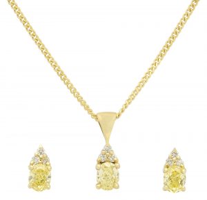 18ct Yellow Gold 0.62ct Fancy Yellow Diamond Earring &#038; Necklace 18&#8243;