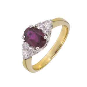 18ct Yellow Gold 1.12ct Oval Ruby 0.36ct Diamond Ring