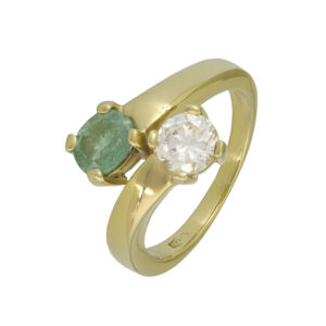 18ct Yellow Gold 0.60ct Diamond 0.55ct Emerald Ring